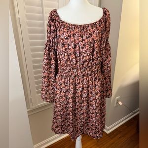 Mirna Floral Satin Off The Shoulder Dress